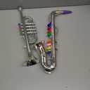 Lewtemi Set of 2 Musical Instruments Include Toy Trumpet and Saxophone Set Plastic Trumpet Educational Christmas Toy Home School Music Gift, Color Keys(Silver)