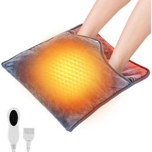 Electric Foot Warmer, Heated Foot Warmer with 9 Heating Levels Settings 4 Timers, Machine Washable Foot Heating Pad for Cold Feet - Auto Shut Off, Christmas Winter Gift for Men Women, 16×16 inches
