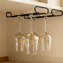 GeLive 10 Inch Under Cabinet Wine Glass Rack Stemware Holder Glass Storage Hanger Organizer for Kitchen and Bar Set of 2 (Black)