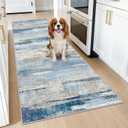 Abstract Kitchen Runner Rug 3x7 - Indoor Washable Non Slip Carpet for Entryway Hallway Stain Resistant Rugs for Bedroom Modern Abstract Lightweight Home Decor Floor Mat for Pet Owners 3x7 Blue