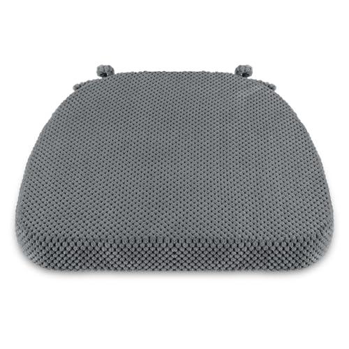 PRONOUS 1 Pack Dark Grey Chair Cushions with Tie Removable Cover, D-Shape Dining Kitchen Chair Seat Pads Non Slip 17"x16"