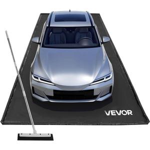 VEVOR Containment Mat, 7 ft 9 in x 18 ft, Non-Slip PVC Garage Floor Mat with a Cleaning Squeegee, Heavy Duty Durable Waterproof Containment Protection from Snow, Rain and Mud for Cars Parking, Black