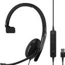 EPOS Adapt 130 USB II - Wired, Single-Sided, UC Optimized Headset with USB Connectivity - Superior Sound - Enhanced Comfort, Call Control - Black