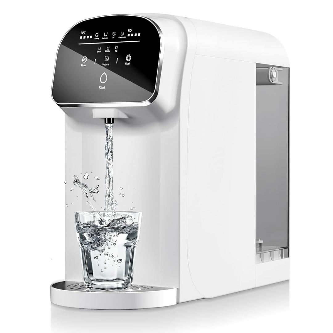 Countertop Reverse Osmosis System Water Filter with UV, 5:1 Pure to Drain, 5 Stage RO Water Filtration, Portable No Installation Water Purifier, Countertop Filtration for Home, Off White