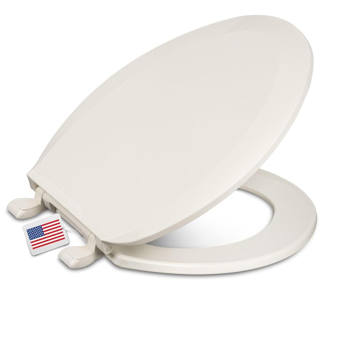Centoco Elongated Plastic Toilet Seat, Fits Kohler/American Standard/TOTO, Standard Economy Model, Made in the USA, DSAMAZ16-416, Biscuit