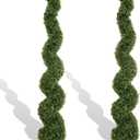 THE BLOOM TIMES 5ft Spiral Topiary Trees Artificial Outdoor Set of 2, Faux Boxwood Plants Outside - All-Year Green Fake Twisted Tree for Garden Front Porch Planter Decor 5 Foot