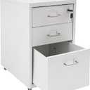 3 Drawer Vertical File Cabinet with Lock, Filing Cabinet Under Desk Office Storage Cabinet with Wheels, Desk Drawers Cabinet for Home Office,11" W x16 D x18.3 H (White, 3 Tiers)