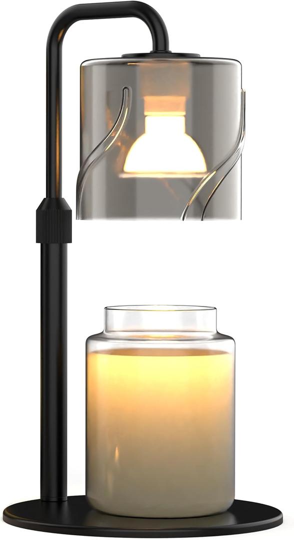 Candle Warmer Lamp with Timer Dimmer, with 2 Bulbs, Adjustable Height, Mother's Day Gifts, Birthday Gifts for Women, for Yankee Jars, for Room Home Decor (Black)