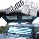 Roof Sunshade and Front Windshield Sunshade for Hummer EV SUV Pickup Truck Accessories 2022-2024 2025 2026+Reflective Foil Insulation Aluminum Foil Blocks UV Rays (American Flag)