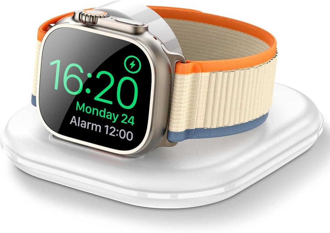 Apple Watch Magnetic Charging Dock - Fast Magnetic Charger Stand, Compatible with Apple Watch Series 2/3/4/5/6/7/8/9/10/Ultra 1 2, Supports Nightstand Mode, Portable Design for Travel (White)