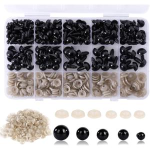 Vanblue Safety Eyes 150Pcs 6-12 mm Plastic Safety Eyes with Washers Craft Eyes for Amigurumi Stuffed Animal Crochet Projects Teddy Bear Puppet Toys DIY Crafts Making Halloween Decorations