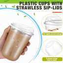Ziliny 50 Sets Clear Plastic Coffee Cups with Sip Lids, Disposable Plastic PET Crystal Cups for Iced Coffee, Smoothie, Cold Beverage, Drink Shops and Party Catering(Clear,16 oz)