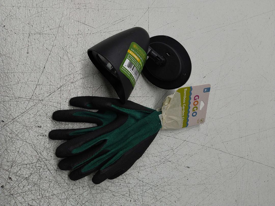 Crosslight Outdoor Solar White LED Weatherproof Spot Light for Gardens, Walkways, Patios and Yards, and 1-Pack with GOGO Bamboo Garden Gloves