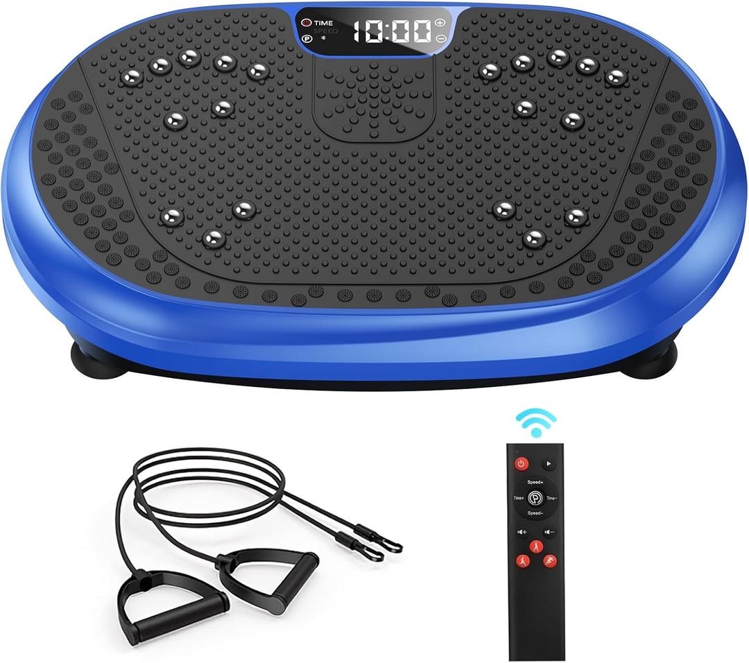 Vibration Plate Exercise Machine, Vibrating Fitness Platform for Lymphatic Drainage, Full Body Shaker Workout Equipment, Bluetooth Music Shaping Vibrate Plate, Board Sport for Home Exercise Gym, Blue