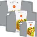 Liflicon Silicone Thick Cutting Boards Mats Set of 3 Foldable & Flexible Design Juice Grooves Easy Grip Handle Dishwasher Safe for Kitchen,BPA free Silicone Cutting Board-Gray
