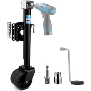 Kohree 2000 lbs Trailer Jack with Dual Wheel, 20-24V Cordless Drill Compatible, Heavy Duty Bolt on Trailer Tongue Jack for RV, Boat, Black, 12" Lift
