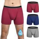 Mens Incontinence Underwear Washable Cotton Reusable Leakproof Boxer Briefs 3 Pack(X-Large, Gray/Navy/Burgundy)
