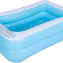 Inflatable Kiddie Swimming Pool, Outdoor Blow Up Rectangular Pool for Kids and Toddler (61"x42.5"x18")