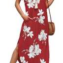 WIHOLL Women's Summer Short Sleeve Dresses Maxi Dress Vacation Beach Sundresses 2026 with Pockets (Red, XL)