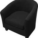 WOMACO 2 Pieces Club Chair Slipcover Printed Stretch Armchair Tub Round Barrel Swivel Chair Covers withc Cushion Cover Elastic Bottom Sofa Furniture Protector for Tullsta (1, Black)