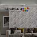 STICKGOO Wave Wall Panels for Interior Wall Decor, White Marble Mixed Gold Thread 3D Wall Panels Accent Wall, Decorative PVC Panels for Living Room Bedroom TV Background