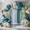 2 x Dusty Blue Balloon Garland Arch Kit, Sage Green Dusty Blue Sand White Gold with Confetti Latex Balloons for Boy Baby Shower Wedding Birthday Party Decorations
