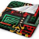 African Tribal Throw Blanket，Traditional Totems Colorful Juneteenth Kwanzaa Kente Ethnic Mud Pattern Warm Cozy Flannel Soft Blanket for Couch Chair Sofa Bed Bedroom Living Room Car 30"x 40"