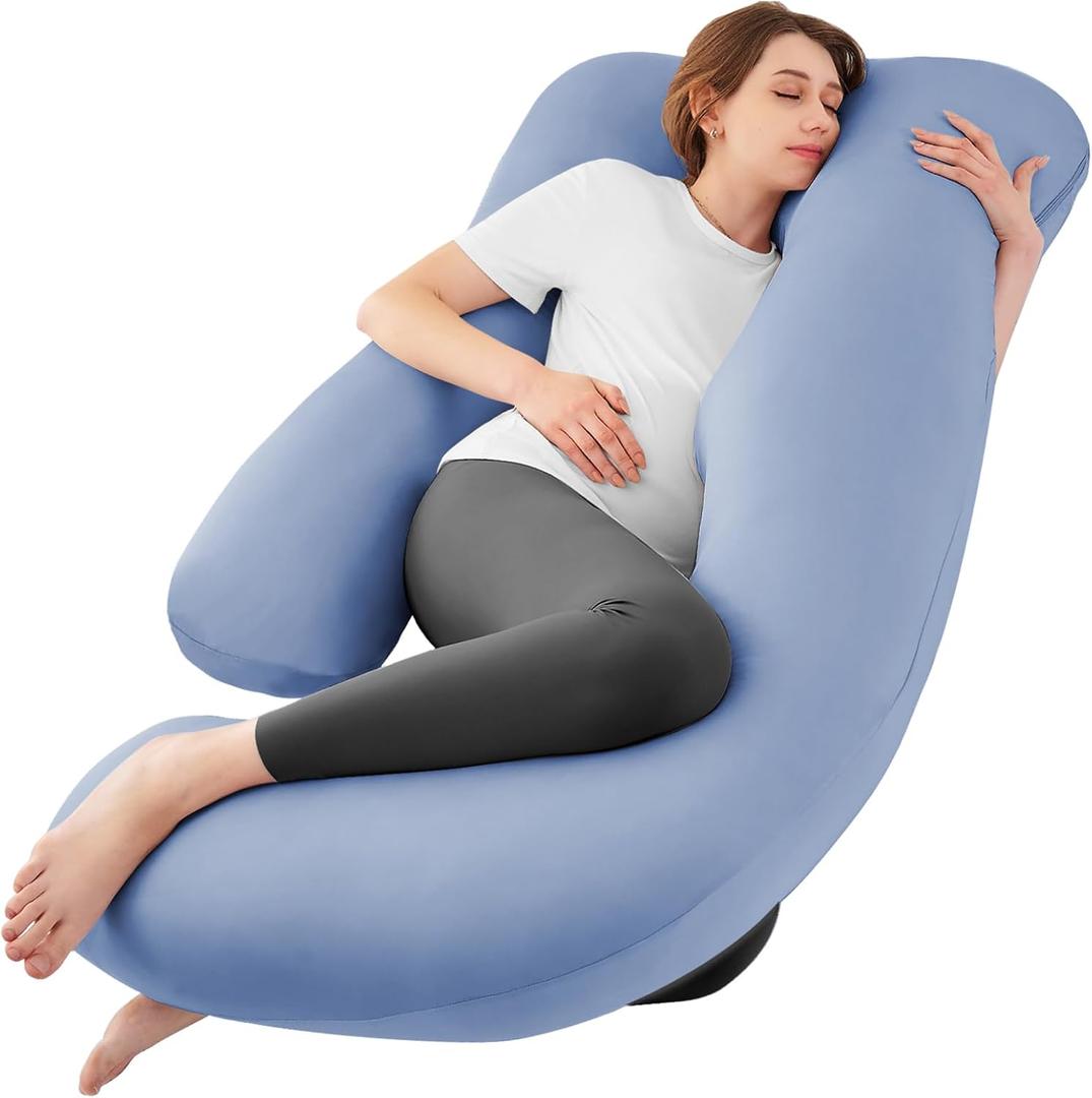 Sasttie Pregnancy Pillows for Sleeping, U Shaped Cooling Full Body Pillow with Removable Cover, Pregnant Women Must Haves, Maternity Essential, Blue (57 Inch) Sasttie Pregnancy Pillows for Sleeping, U Shaped Cooling Full Body Pillow with Removable Cover, Pregnant Women Must Haves, Maternity Essential, Blue (57 Inch)