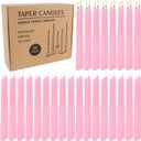 50-Pack Pink 10-Inch Taper Candles: Unscented Dripless Candlesticks with 8-Hour Burn Time - Elegant Dinner Candles for Valentine's Day, Romantic Dinners, Wedding Centerpieces, & Special Event Decor