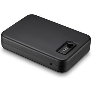 Pistol Safe, Portable Travel Gun Safe,Handgun Lock Box, Gun Safes for Cars, Black (Dial lock)