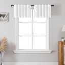 SeeGlee Pure White Pack of 2 Valances for Window 42 by 14 Inches Long for Short Window,Back Tab & Rod Pocket Room Darkening Living Room Valance Curtains