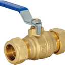 Eastman Full Port Ball Valve, 3/4 x 3/4 Inch Compression Ends, Brass Inline Water Shut-Off Valve, 20097LF