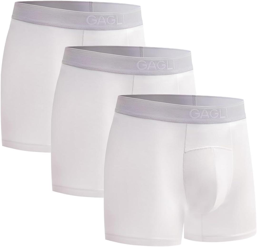 Men's Underwear Pack, Modal Boxer Briefs, Breathable Underwear for Men, Ultra Soft & Comfortable & Moisture-wicking (White, M)