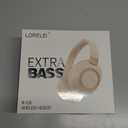 LORELEI B-C6 Wireless Over Ear Headphones, 50H Playtime Foldable Lightweight Bluetooth Headsets, Deep Bass, Built-in Microphone, Memory Foam Earmuff, for Travel, Home Office (Beige White)