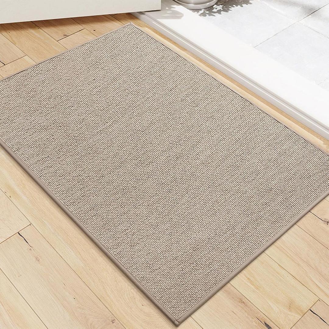 40x60cm Door Mats Indoor, Non-Slip Rubber Backing, Absorbent Indoor Door Mat, Machine Washable Floor Mats for Entrance, Inside, Kitchen, Front Door Mat (Khaki)