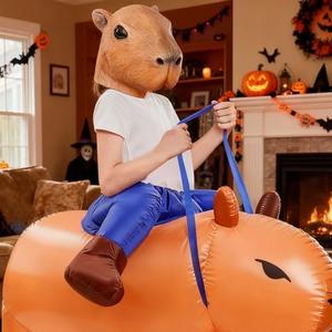 Flashtoss Capybara Costume Mask Funny Animal Head for Halloween Party Cosplay