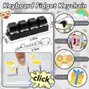 2 PCS White & Black Keyboard Fidget Toy, Keyboard Fidget Keychain 4-in-1 Keyboard Decompression Button Finger Clicker Toys, Button Stress Relief Fidget Gifts to Relief Stress (General)