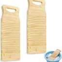 SOUJOY 2 Pack Washboard for Laundry, Bamboo Hand Washing Boards, Laundry Scrub Board with Hanging Hole for Small Delicate Clothes, Portable Washboard for Home, Dorm, Travel(15.7"x5.9"x0.7")