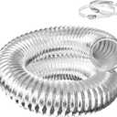 Flexible 4-Inch Aluminum Ducting, Dryer Vent Hose, Heavy-Duty Three-Layer Protection, 25-Feet Long for Heating Cooling Ventilation & Exhaust, Silver