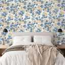 5 x Timeet Peel and Stick Wallpaper Boho Leaf Contact Paper Removable Self Adhesive Vinyl Wall Paper Blue and White Wall Mural Decoral for Cabinets and Drawers Countertops Waterproof 17"x 78.7"