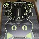 JoFomp 20 Inch Wooden Cat Clock with Moving Tail, Glow in The Dark Wall Clocks Battery Operated, Large Wall Clocks for Living Room Decor, Silent Wall Clock for Bedroom Night Glow, Lighted Wall Clock