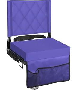 Sheenive Stadium Seats for Bleachers with Back Support, Bleacher Seats with Backs and Cushion Wide, Padded Portable Folding Comfort Stadium Chair with Shoulder Strap, Perfect for Sports Events (Purple)