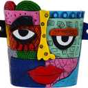 Abstract Face Plant Pot, Picasso Head Planter for Indoor Plants, Funny Face Flower Pot, Colorful Succulents Vase for Outdoor Garden and Home Decor (No Drainhole, Drillable)