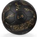 Seamless Soccer Ball Size 4/Size 5 for Adults and Youth, Thermo-Bonded Construction, Waterproof & Leak-Proof, Enhanced Air Retention, Match Ball for Training, Practice and Games (Black)