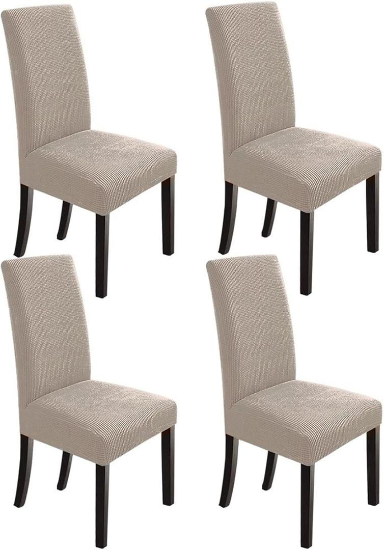 Dining Chair Cover,Removable Washable Parsons Chair Covers, Dining Chair Slipcover Protector,Chair Covers for Dining Room Set of 4,Taupe