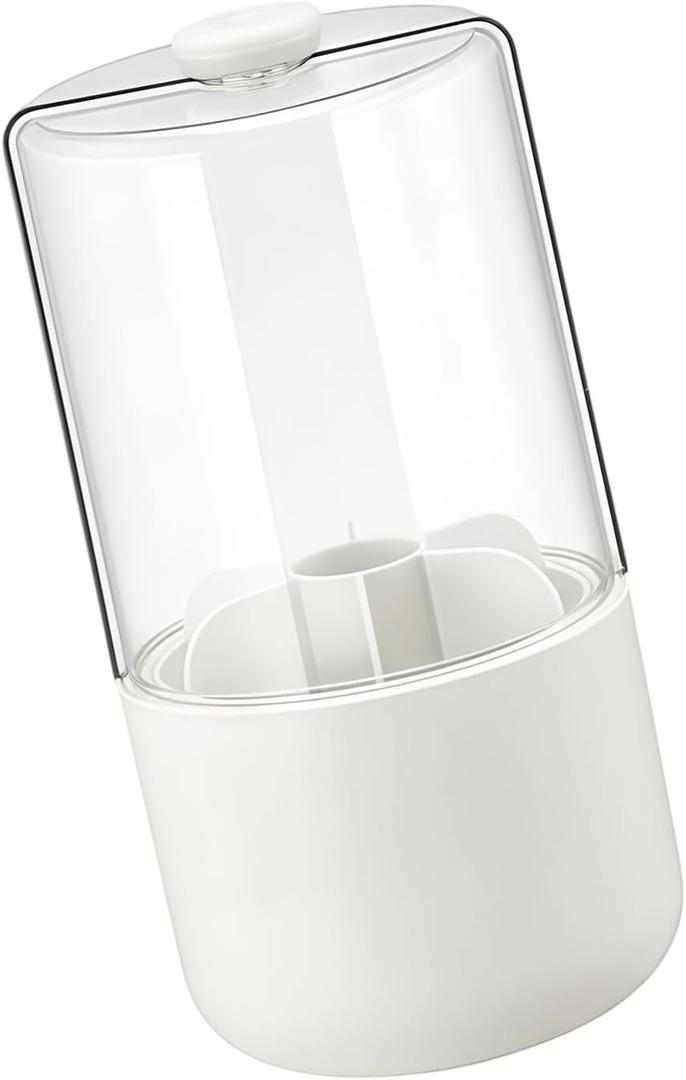 360 Degree Rotating Makeup Brush and Toothbrush Holder with Cover Storage Container for Bathroom Bathroom Storage (Milk Apricot White)