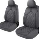 YGL Luxury PU Leather Car Seat Covers Front Set, Non-Slip Seat Cover Protectors, Universal Fit for Cars, Trucks, SUVs, Vans, Pickups, Airbag Compatible, Seat Covers for Car Interior (Gray)
