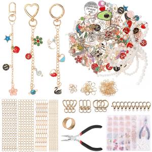 kjcbkcb 314Pcs Zinc Alloy Keychain Making Kit Enhance Focus DIY Key Ring Set Inspire Imagination Keychain Charm Clip Add Fun for DIY