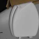 Mayfair Padded Toilet Seat, Cushioned Soft Vinyl over Wood Core Seat, Secure Hinges, Easy Clean, Made in USA, Elongated, White