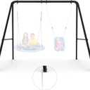 Swing Frame,2 Seats Swing Stand with Ground Stakes, Heavy Duty Thickened Metal A Stand Frame Supports up to 440lbs,for Indoor Outdoor Kids and Adults(Without Seat)